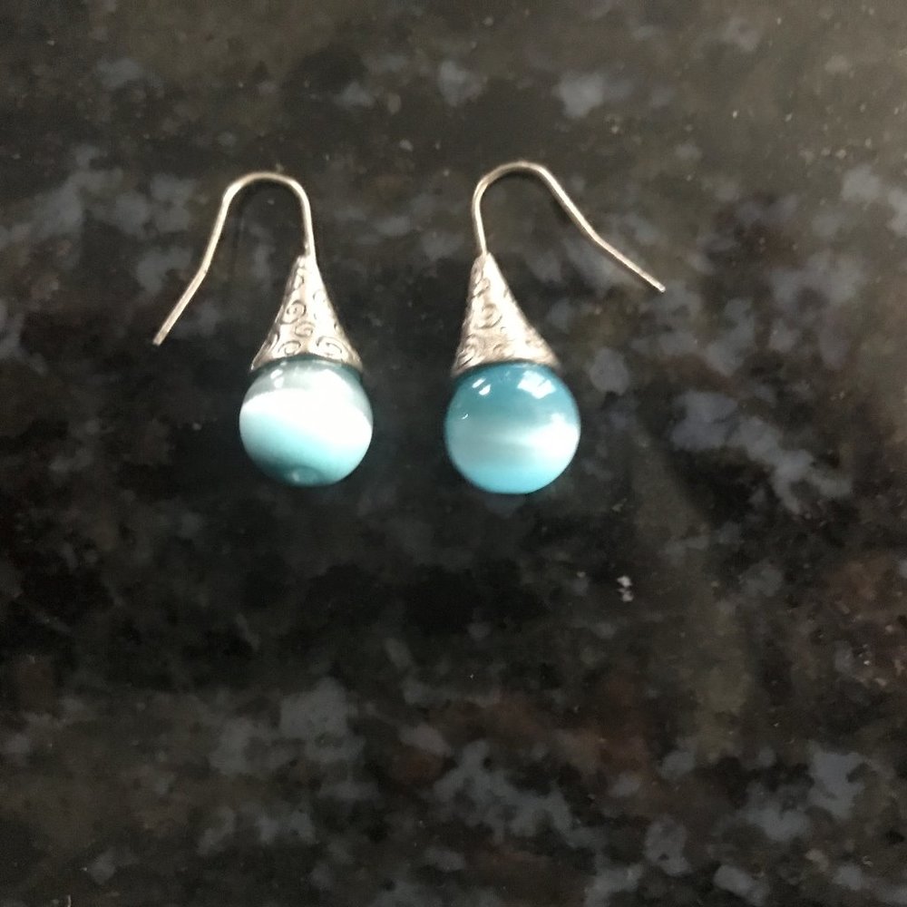 sterling silver/turquoise drop earrings